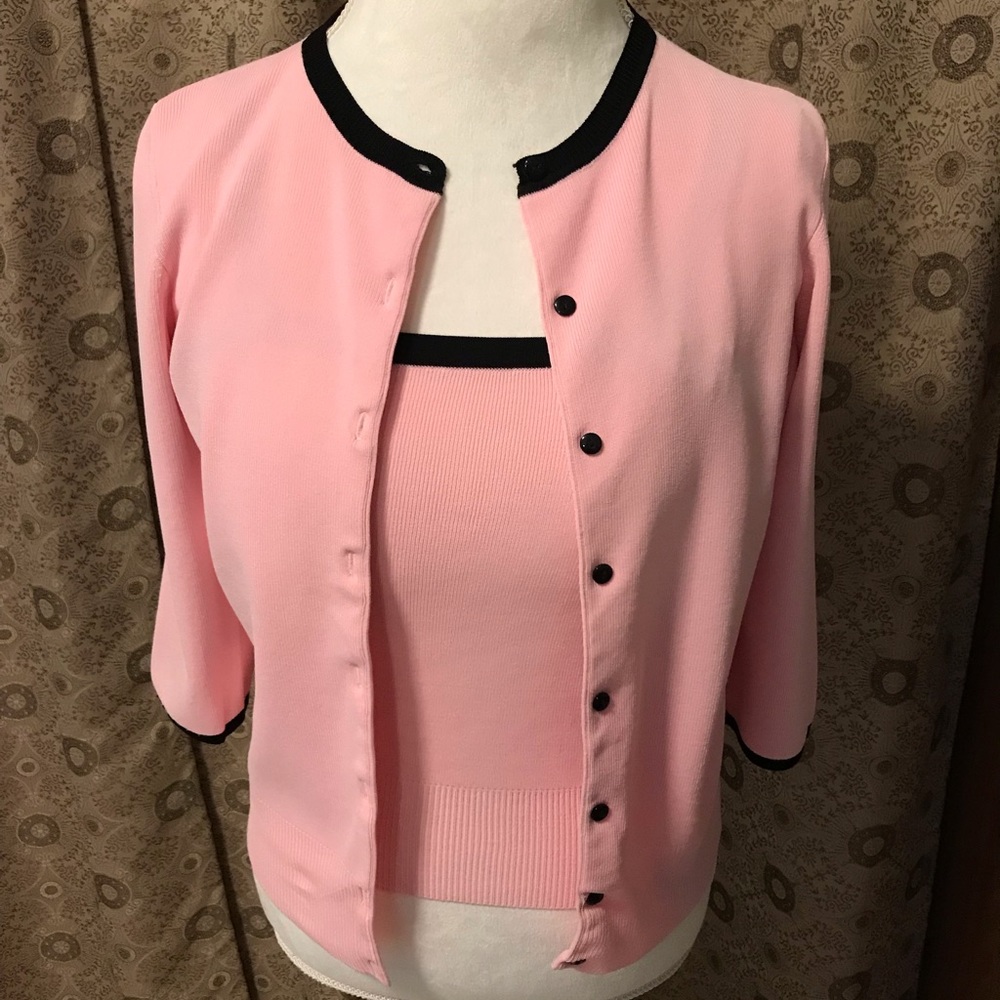 Pink & black Worthington sweater set - Picture 1 of 8